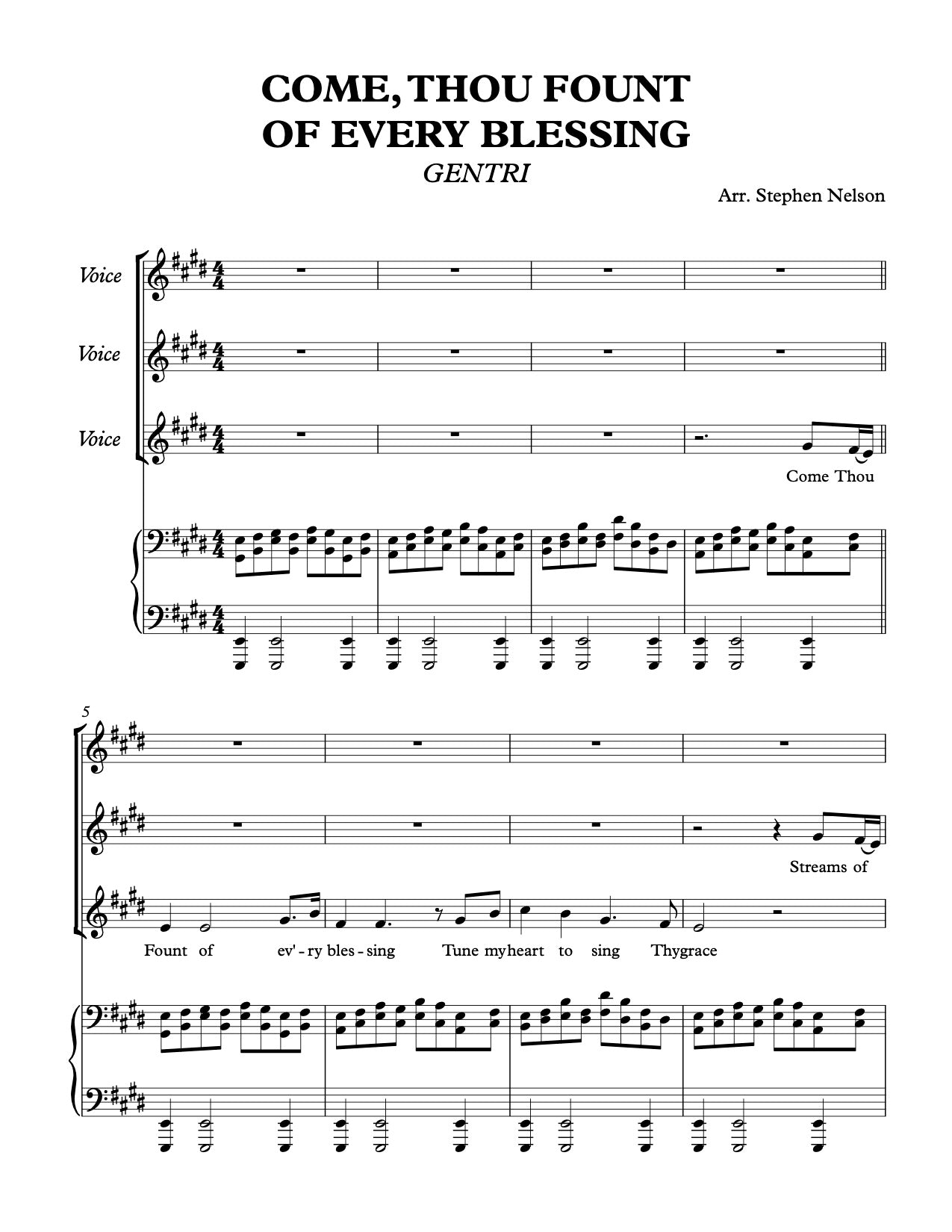 Come Thou Fount of Every Blessing Sheet Music